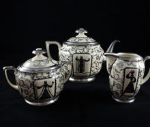 H & Co. Selb Bavaria Germany Heinrich porcelain silver overlay teaset