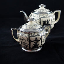 H & Co. Selb Bavaria Germany Heinrich porcelain silver overlay teaset