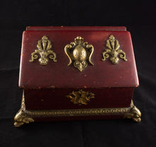 Eugene Cornu (Paris c. 1870) Gilt Bronze and Red Leather Stationery Box