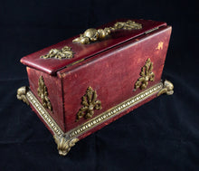 Eugene Cornu (Paris c. 1870) Gilt Bronze and Red Leather Stationery Box