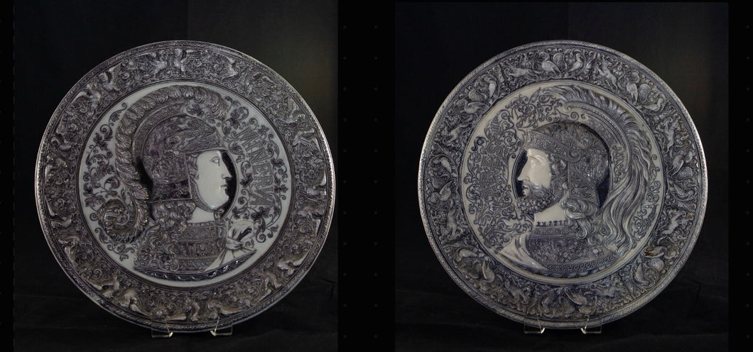 Athena (Minerva) and Mars (Ares) Trojan War Plaques - 19th Century Germany