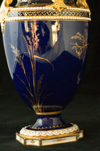 Two Albert Gregory signed Royal Crown Derby vases from the 1890-1921 production years. Measure 9.5"h x 6"w. From a San Francisco collection.