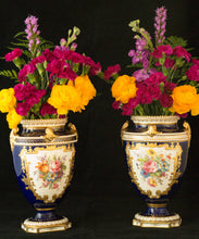 Two Albert Gregory signed Royal Crown Derby vases from the 1890-1921 production years. Measure 9.5"h x 6"w. From a San Francisco collection.