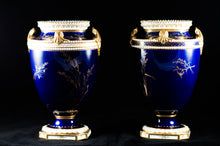Two Albert Gregory signed Royal Crown Derby vases from the 1890-1921 production years. Measure 9.5"h x 6"w. From a San Francisco collection.