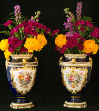 Two Albert Gregory signed Royal Crown Derby vases from the 1890-1921 production years. Measure 9.5"h x 6"w. From a San Francisco collection.