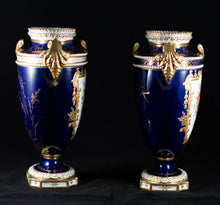 Two Albert Gregory signed Royal Crown Derby vases from the 1890-1921 production years. Measure 9.5"h x 6"w. From a San Francisco collection.