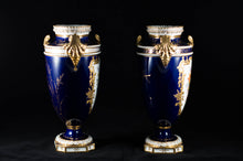 Two Albert Gregory signed Royal Crown Derby vases from the 1890-1921 production years. Measure 9.5"h x 6"w. From a San Francisco collection.